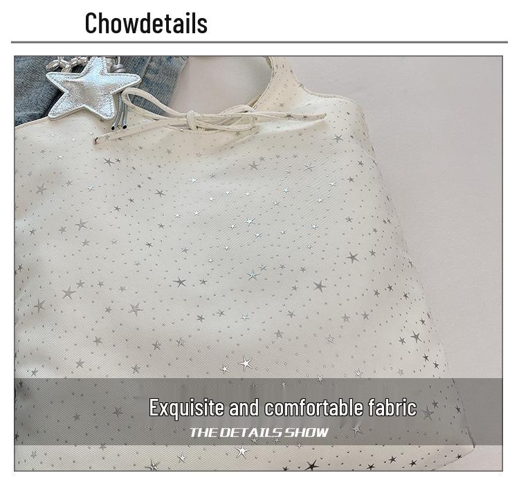 Korean-Style Starry Tote: 2026 Women's Single Shoulder, Large-Capacity Casual Handbag