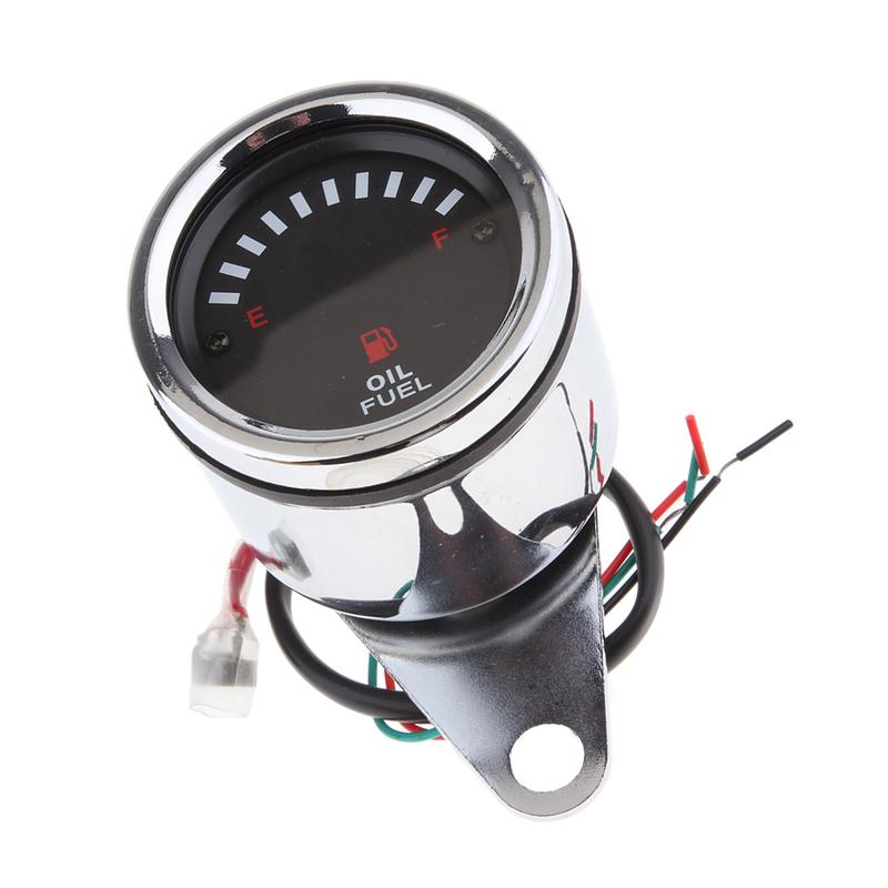 Universal Motorcycle Aluminum Fuel Level LED Gauge Oil Meter Sensor 12V