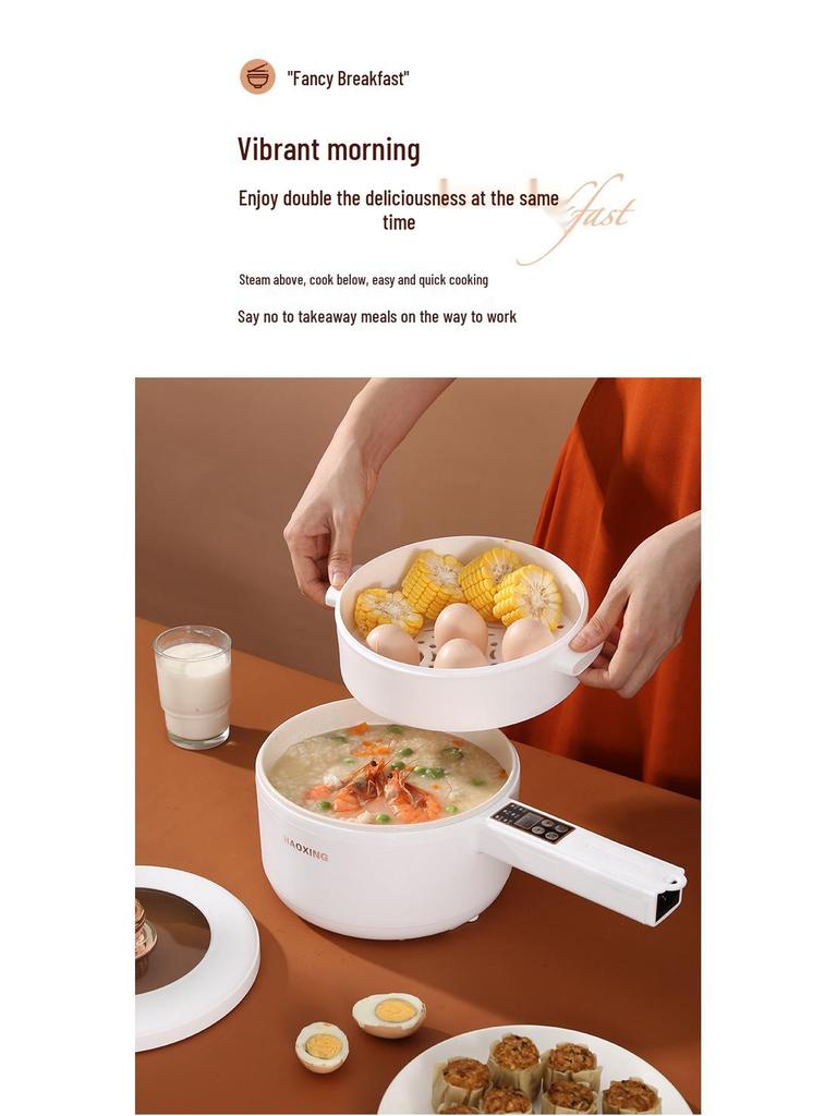 Electric Non-stick Multifunctional Cooking Pot with Long Handle for Dormitory and Household Use