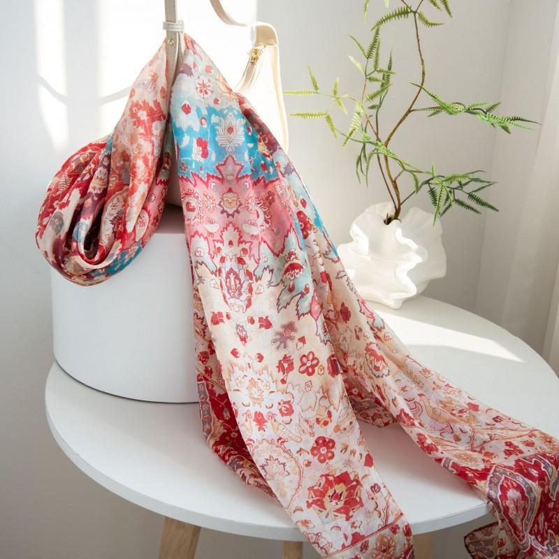 Luxus-Seidenschal Damen 100% Reine Maulbeerseide Langer Wickelschal Leichtes Accessoire Elegantes Geschenk Mama