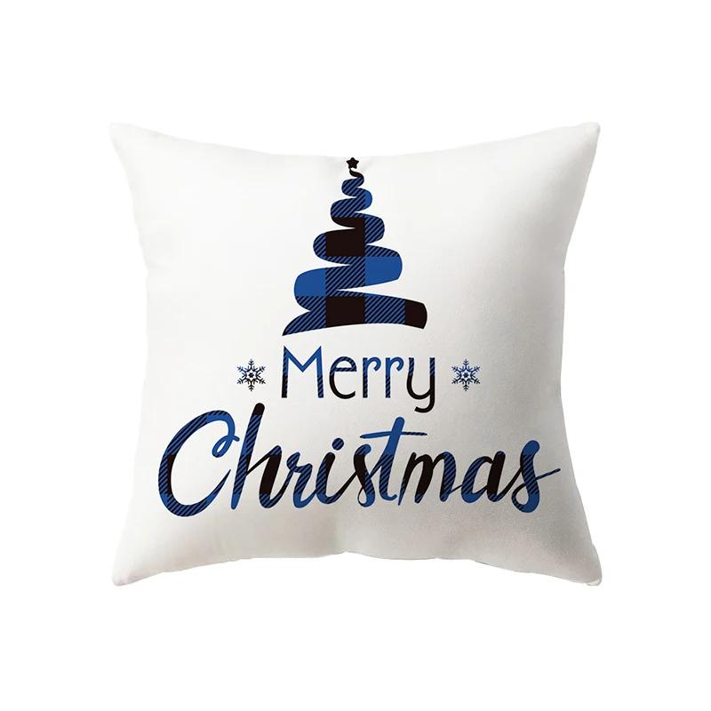 Weihnachtsmotiv Bedruckte Muster Kissenbezug Haus Wohnzimmer Sofa Dekoration Quadratisch Polyester Kissen