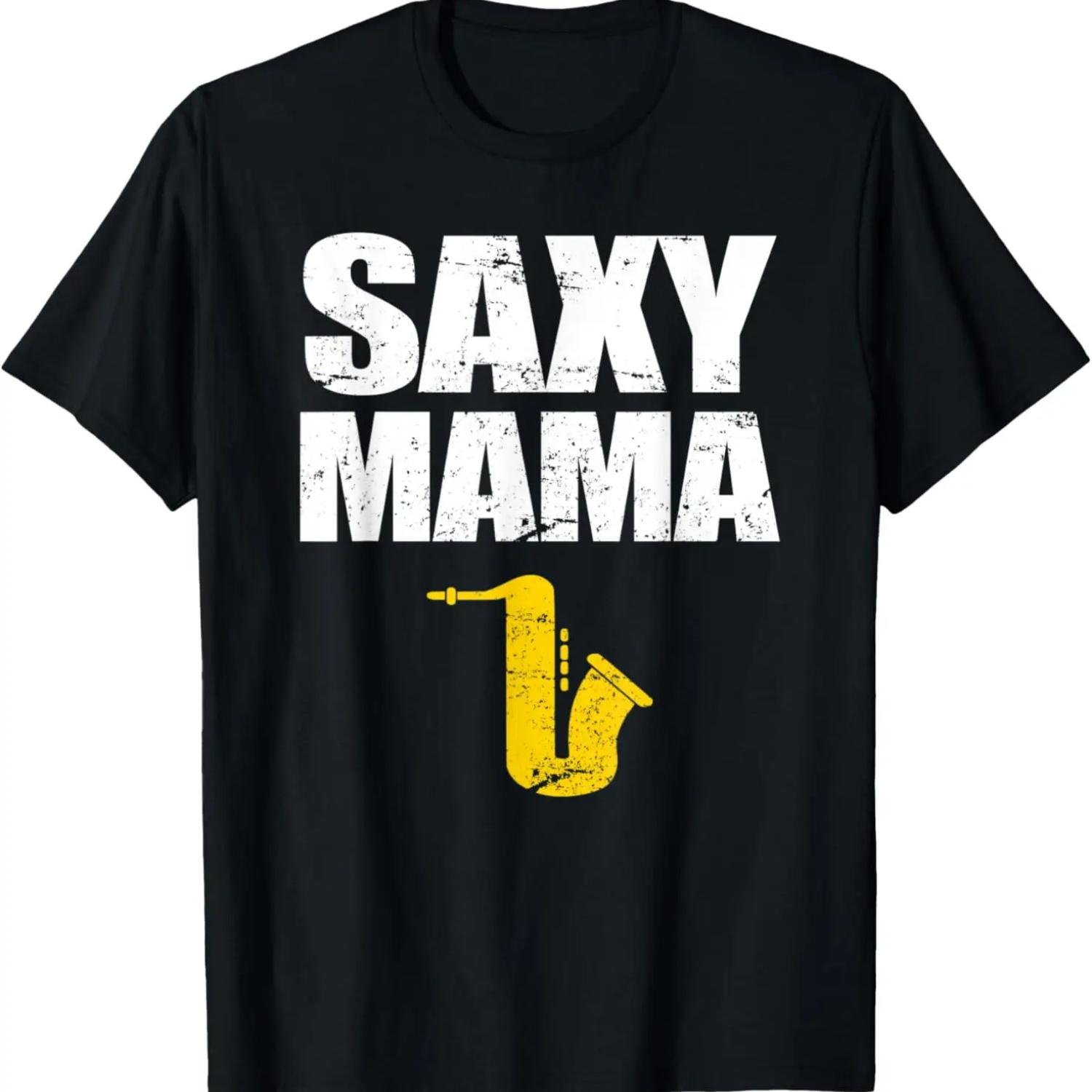 Saxy Mama Funny Marching Band Saxophone Mom T-Shirt S чёрный