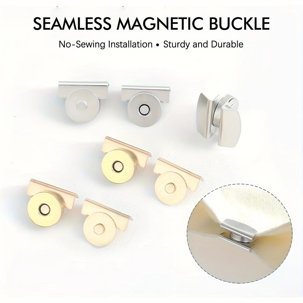 5 Pairs (10pcs) of Metal Seamless Magnetic Clasps, Suitable for Bags, Magnetic Snap Buttons, Fasteners, Ideal for Handbags