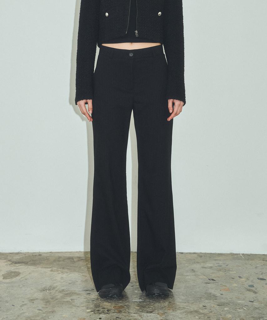 CITTA Twill Stripe Semi-Flare Slacks_Ctb538(Black)