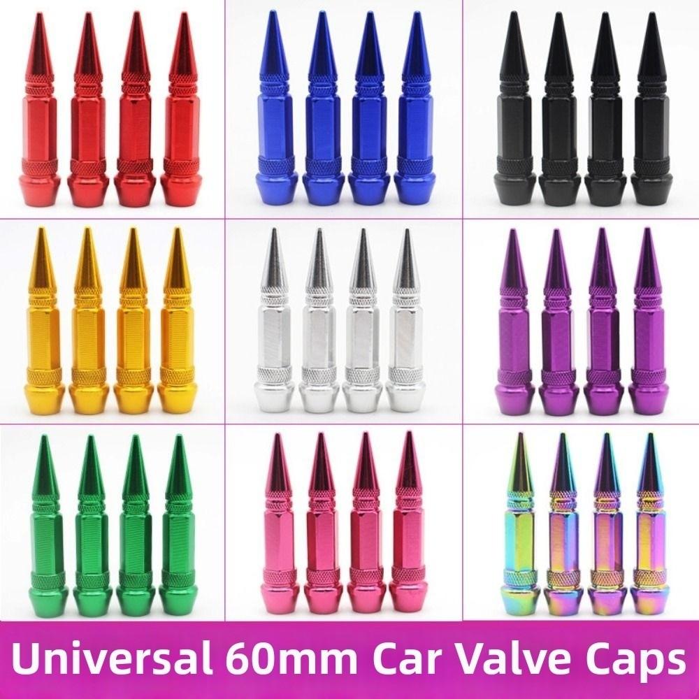 4pcs 60mm Pointed Valve Tips Universal Auto Parts Car Tires Valve Caps Bicycle and Motorcycle