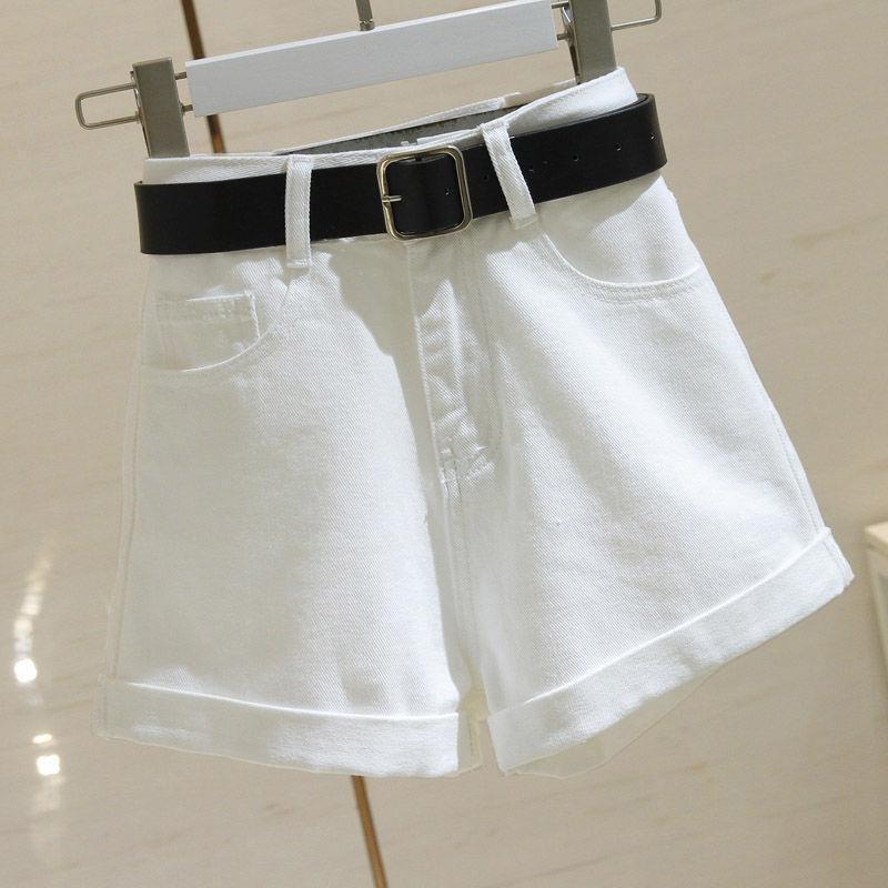 Grey Denim Shorts Women's Summer High Slim Wide Leg Pants