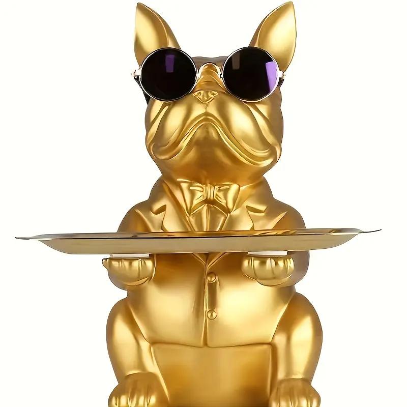 

Creative Multi-Functional Golden Bulldog Animal Tray Statue Creative Ornament Living Room Study Bedroom Home Interior Decoration