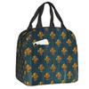 Custom Fleur-De-Lys Gold And Royal Blue Lunch Bag Men Women Cooler Thermal Insulated Lunch Box for Children School