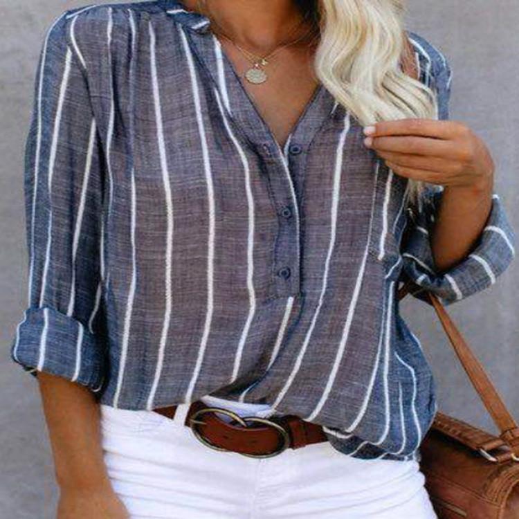 Women's Plus Size Simple Fashion Printed Striped Shirt
