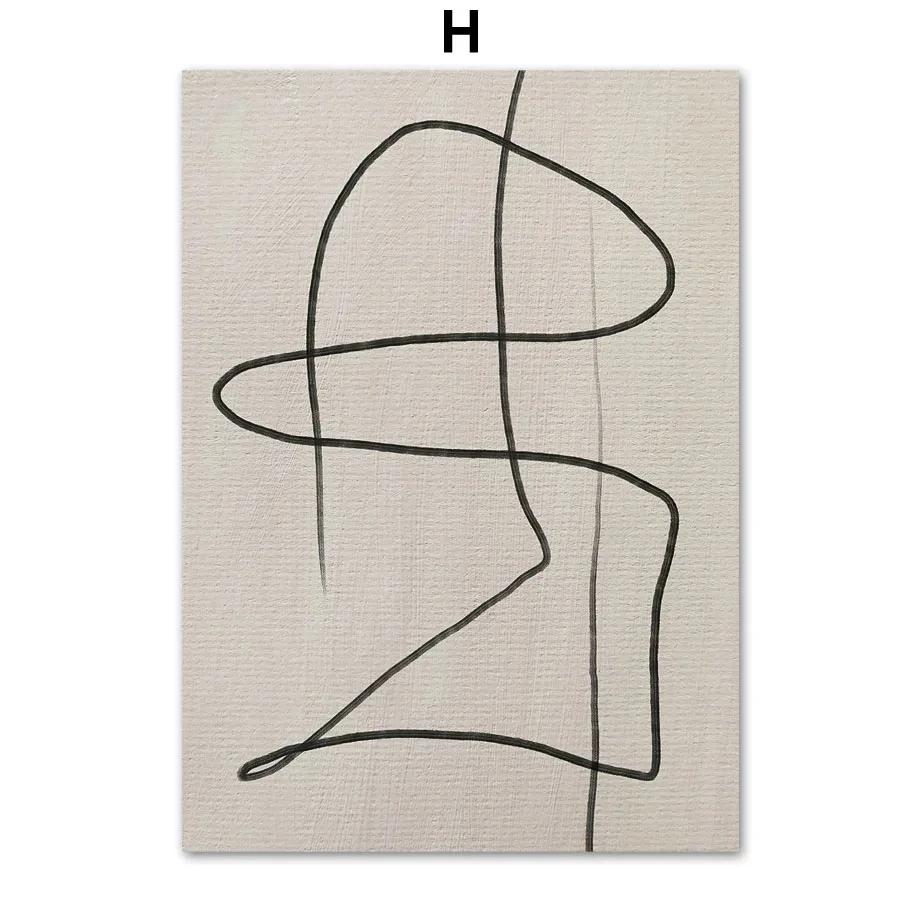 Abstrato Bege Minimal Boho Linhas Vaso Picasso Pôsteres Arte de Parede Pintura em Tela E Impressões Imagens de Parede Para Decoração de Sala de Estar