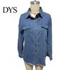 Frayed Hem Jacket Women Denim Coat with Breast Pockets Turn-down Collar Washed Single-breasted Chest Pocket Pure Color Wipped Edge Loose Cardigan Long