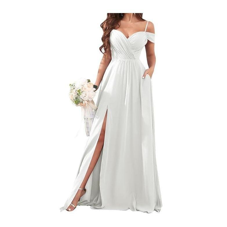 1011 new evening dress European and American bridesmaid dress suspender long dress solid color banquet evening dress