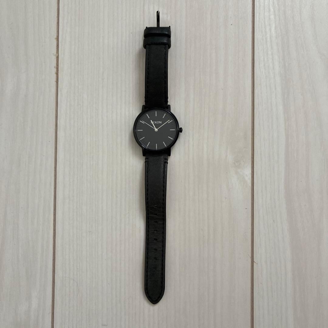 Used NIXON black leather watch