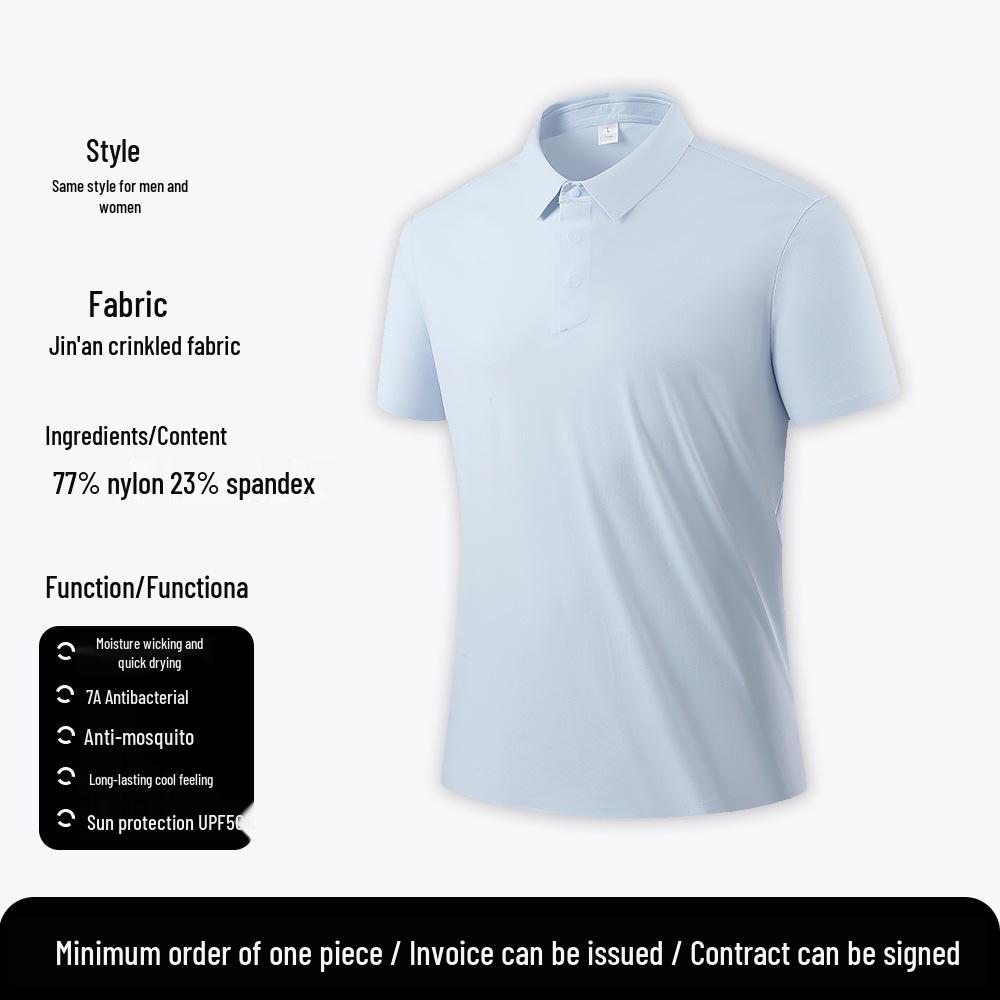 Men's Ice Silk Quick-Dry Short Sleeve Polo Shirt - Customizable Logo, Summer Business Casual Sports Tee