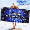 Seattle Seahawks Logo Print Beach Towel, Large Soft Quick Dry Towel for Beach Camping Swimming