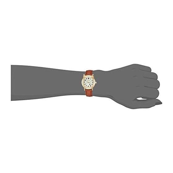 [Arias] Analógico Amalfidia Pulseira de couro à prova d'água Gato Mostrador branco WW20026A-161 Feminino Marrom