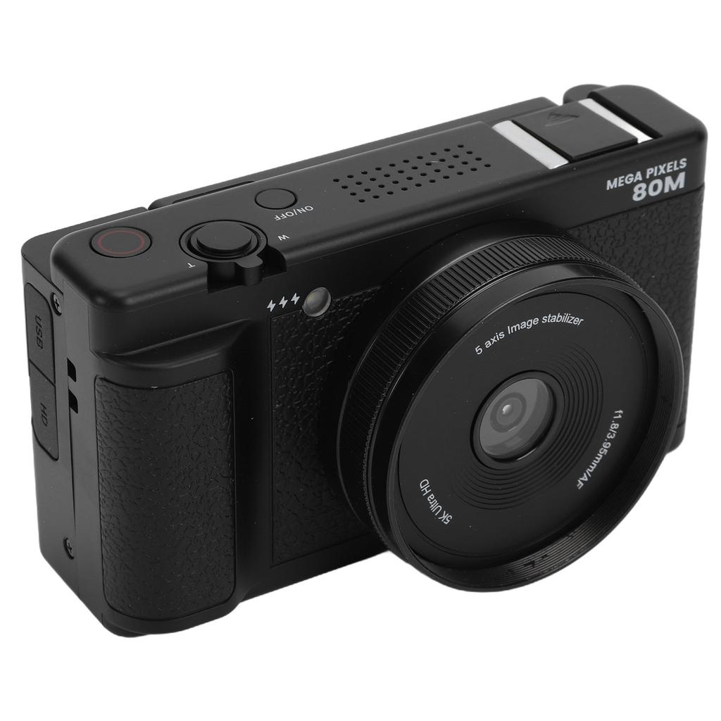 Digital Camera 80MP 5K with 270 Degree   Screen 2.8 Inch LED Fill Light 18x Zoom HD Compact Travel Video Camera for Beginner Students