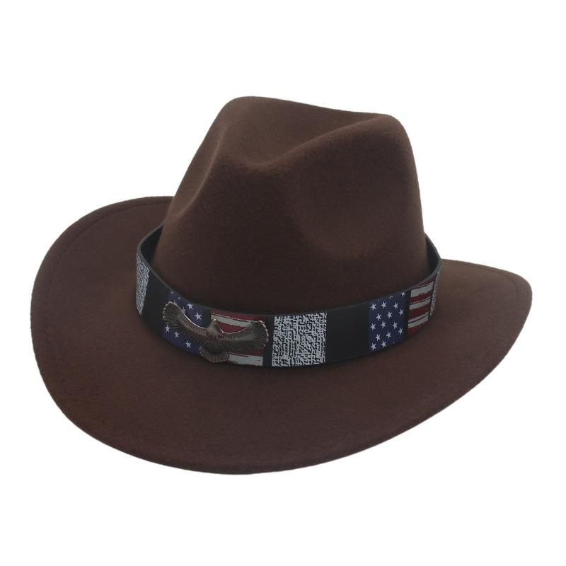 Star Stripe Accessories Top Hat Western Cowboy Hat Bull Head Accessories Felt Hat National Style Freedom Eagle Felt Hat