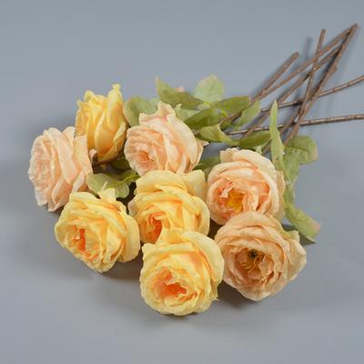 Fake Flower Vivid Appearance Gardening Bright-colored Elegant Artificial Rose Flower with Leaves