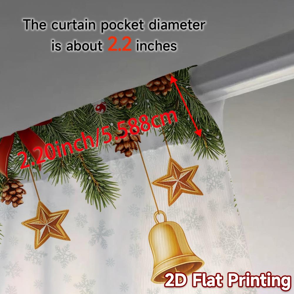 2 Stück, Vorhänge Weihnachtsglocken Sterne Schneeflocken Bordüre (2) Beliebte Muster Vorhänge Halbtransparente Vorhänge Festlich für die Küche