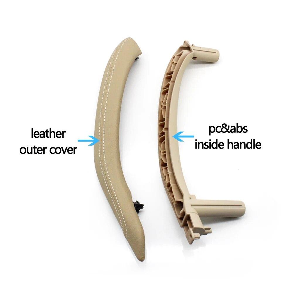 Car Front Rear Passenger Doors Pull Handle Trim With Leather Outer Cover For BMW X5 X6 F15 F16