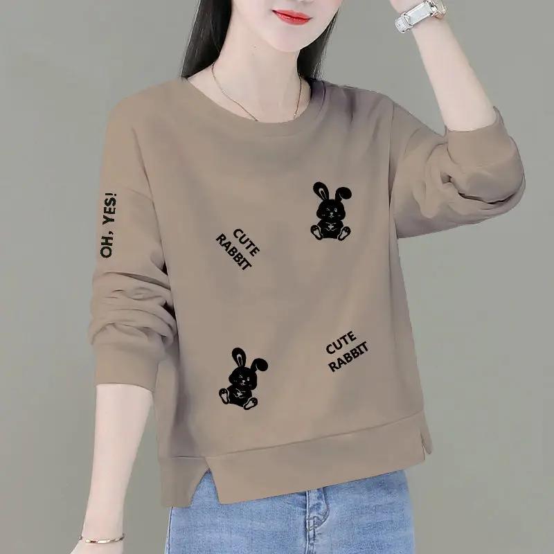 Women Korean Loose Base Shirt Short Top Pure Cotton Spring Autumn New Sweatshirt