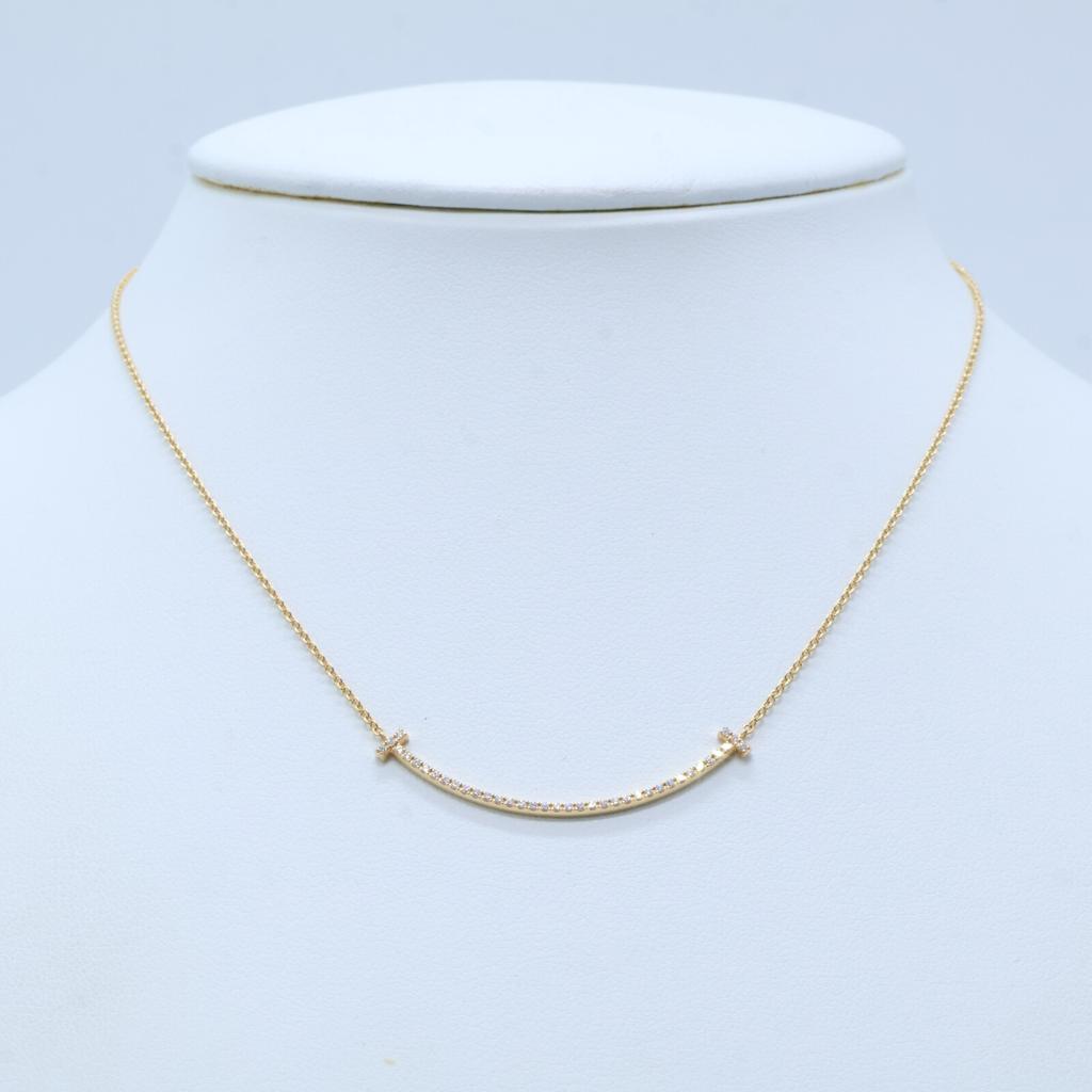 TIFFANY&Co. Au750 T Smile Diamond Small Necklace Yellow GoldUsed