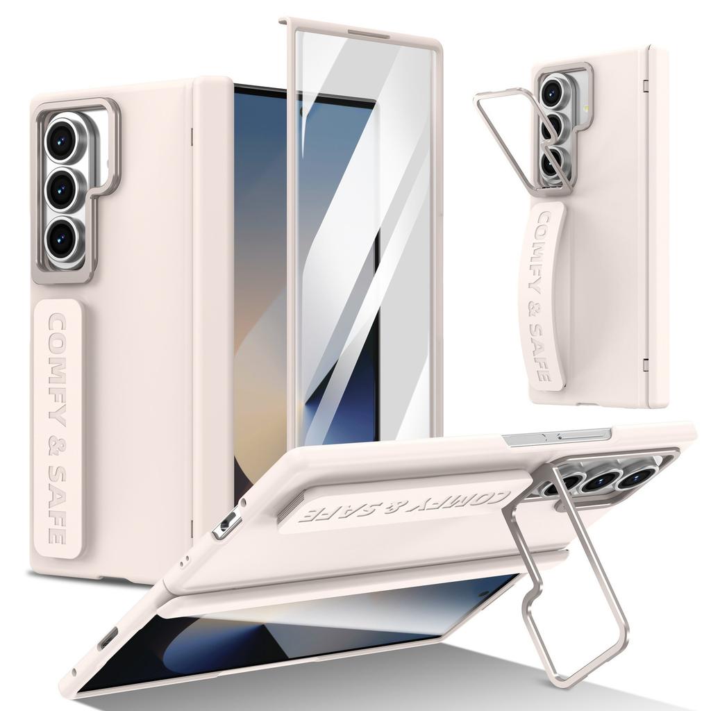 Suitable for Samsung ZFold7 Mobile Phone Case Magnetic Central Axis Full Inclusive Lens Bracket Fold6 4 Wristband Shell Film Integrated