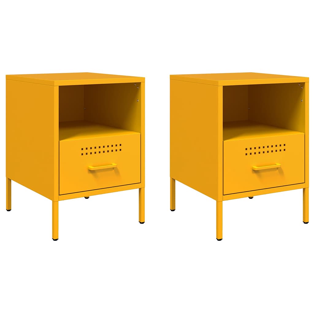 Nightstands 2 Pcs Mustard Yellow 36 X 39 X 50.5 Cm Steel