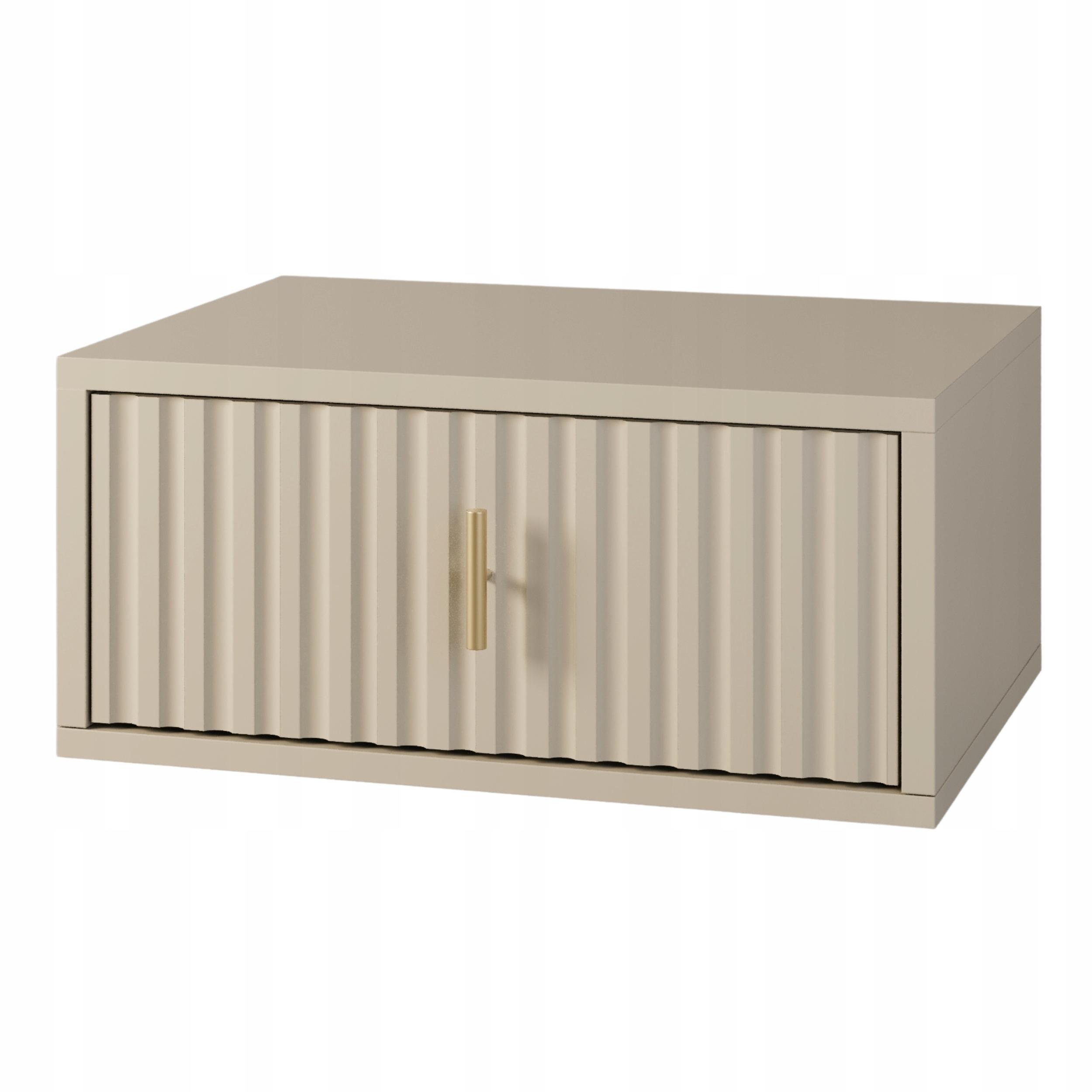 Zwevend nachtkastje met gegroefd front, kasjmier/BEIGE, gouden nachtkastje