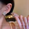 S silver needle zircon pearl earrings women's niche butterfly stud earrings versatile temperament earrings