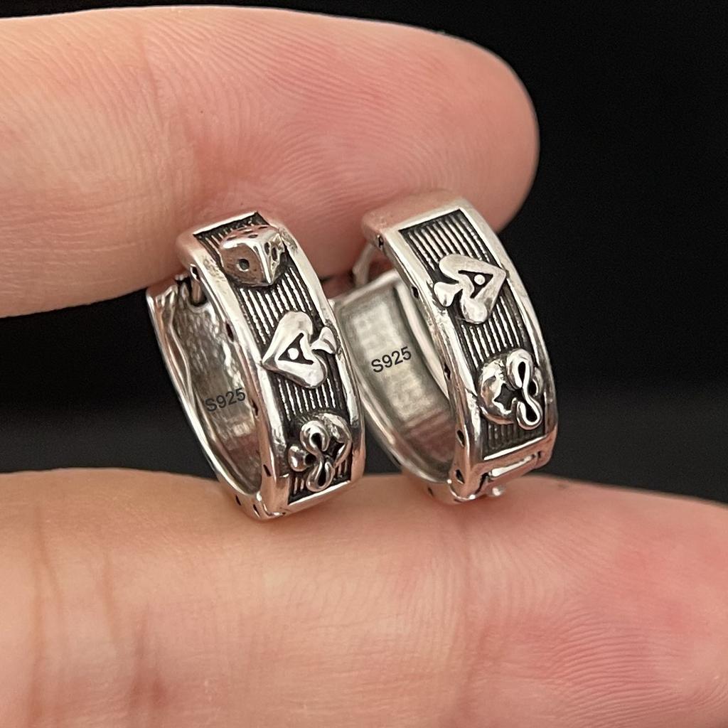 925 Sterling Silver Vintage Earrings For Women Trendy Simple Hollow Hear Round Earring Jewelry Prevent Allergy Party Accessories