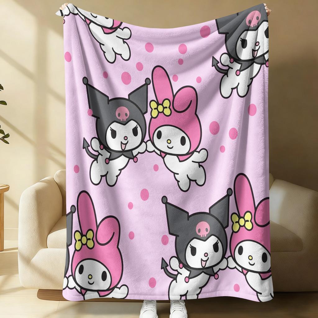 Playful Sanrio Friends Flannel Fleece Blanket Soft Warm Fluffy Throw Cute Sofa Bed Cover Office Nap Shawl Lightweight Blanket