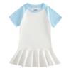 Korean Summer Cartoon Pleated Dress for Girls - Short Sleeve Color Block Skirt Style
