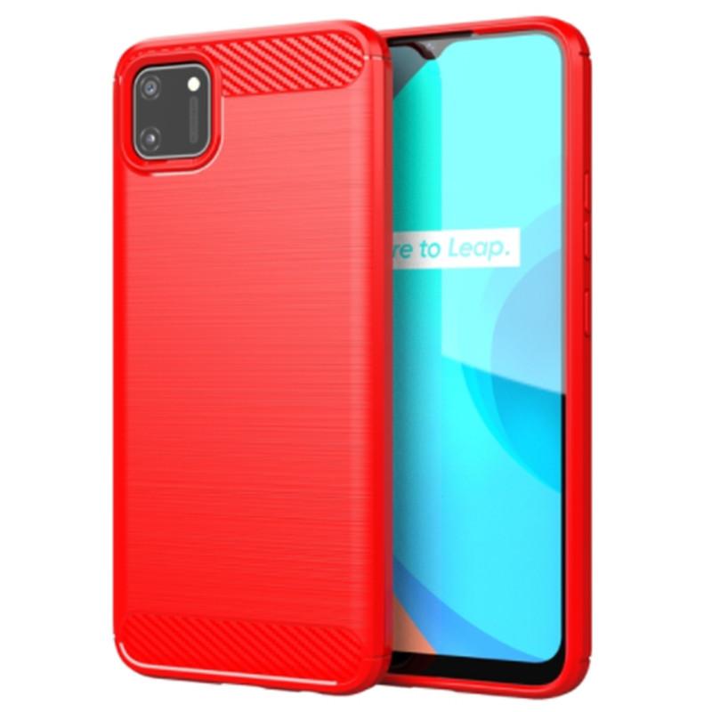 

Для Realme C11 чехол силиконовый полный защитный матовый мягкий чехол для телефона для Real me C11 противоударные чехлы из углеродного волокна Coque Fundas Realme C11 красный