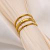 Vintage Textured Multi Layer Rings for Women Stainless Steel Gold Color Adjustable Wedding Ring Aesthetic Waterproof Jewelry