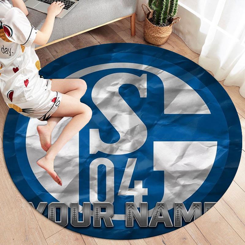FC Schalke 04 Custom Name Round Area Rug,Carpet Rug for Living Room Bedroom Sofa Playroom Decor,Non-slip Floor Mat