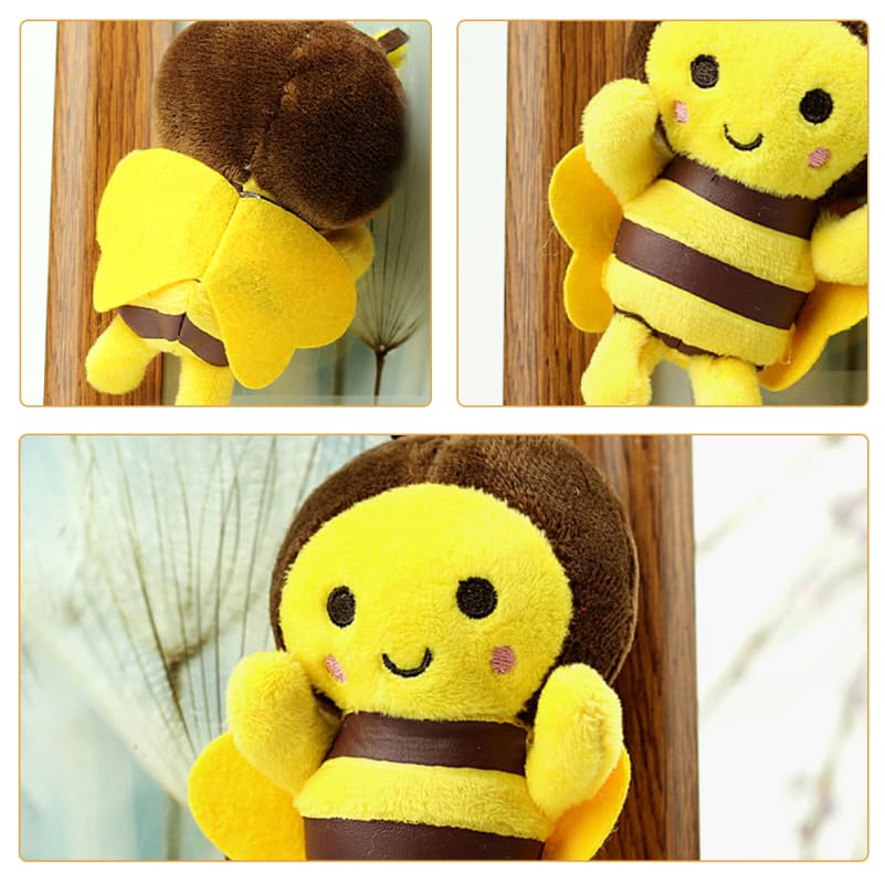 Nejasně 4dílná sada roztomilých plyšových klíčenek včelky, přívěsky na batoh, materiál deky, 1185cm, lehká 76g, ručně vyrobené, měkké na dotek, pro