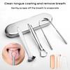 3/4Pcs Tongue Scraper Cleaner With Travel Handy Case Dental Brush Bad Breath Kit Metal For Adults Eliminate Professional Tool