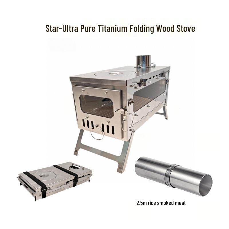 Star-Ultra-Ti Pure Titanium Multifunctional Folding Wood Stove for Portable Outdoor Camping and Tent Heating
