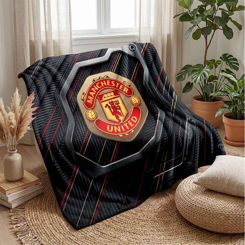 Manchester United Theme Blanket Soft Flannel Blanket Plush Throw Blanket Cozy Sofa Bed Blanket for Home Decor