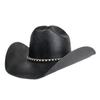 Vintage Striped Belt, European and American Style, Straw, Hard-shaped, Large Brim, Western Cowboy Hat, Waterproof, Sun-proof, Sunshade