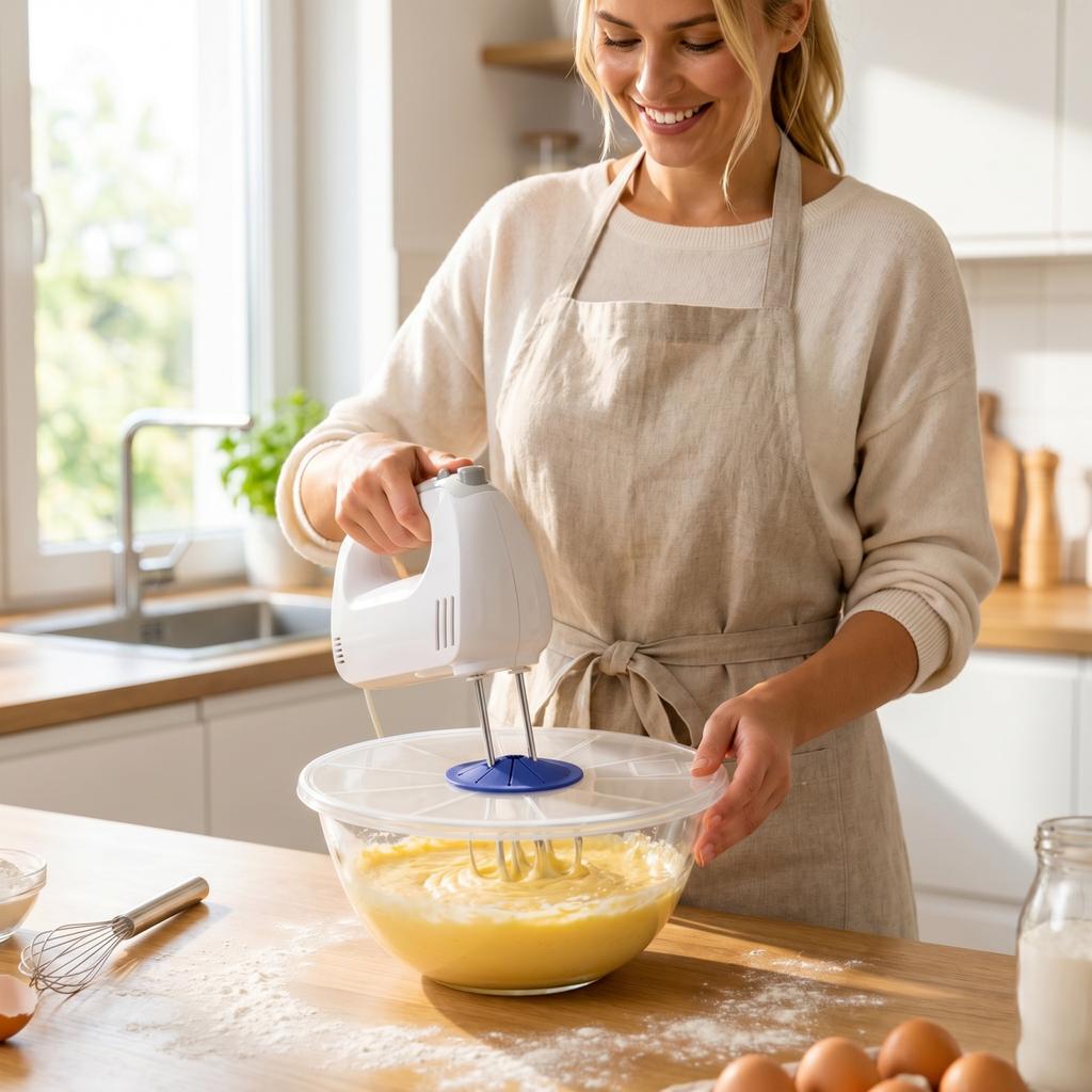 Plastic Mixing Bowl Splatter Guard for Baking, Egg Beating, Flour and Cream Protector