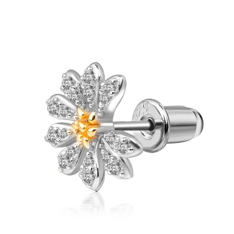 Women Full Diamond Daisy Flower Fashion Stud Earrings Jewelry
