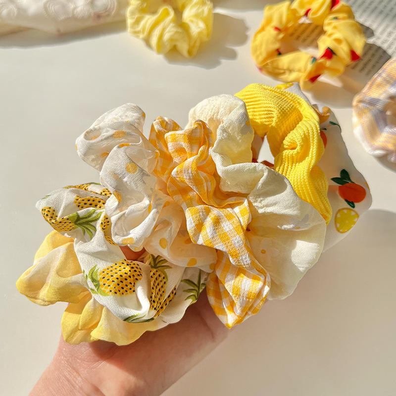 10Pcs Hair Rings Simple Cute Women Classic Large Intestine Hair Rings Marble Head Spring Summer Hair Accessories