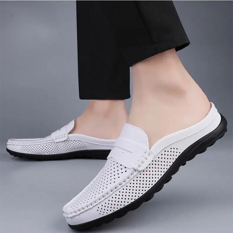 Big Size 47 Men Slippers Leather Loafers Moccasins Outdoor Footwear Non-slip Men Casual Shoes Summer Spring Fashion Men Shoes