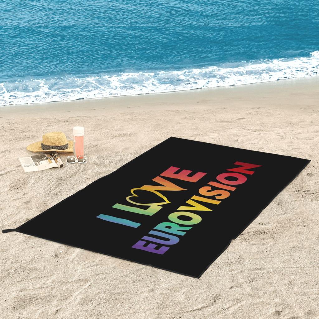 I love Eurovision - rainbow pattern Beach Towel Soft Microfiber Quick Dry Absorbent Quick Towels For Bath