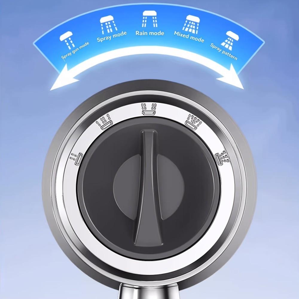 6 Modes High Pressure Shower Head ABS Water Saving Filter Showerhead Fall Resistance Bath Shower Nozzle Set with Stop Button