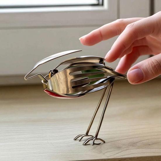 Handgefertigte Metallvogel-Skulptur, Statue aus recyceltem Besteck, Rustikalisches Gabel-Löffel-Vogel-Figürchen für Garten, Terrasse, Bürotisch