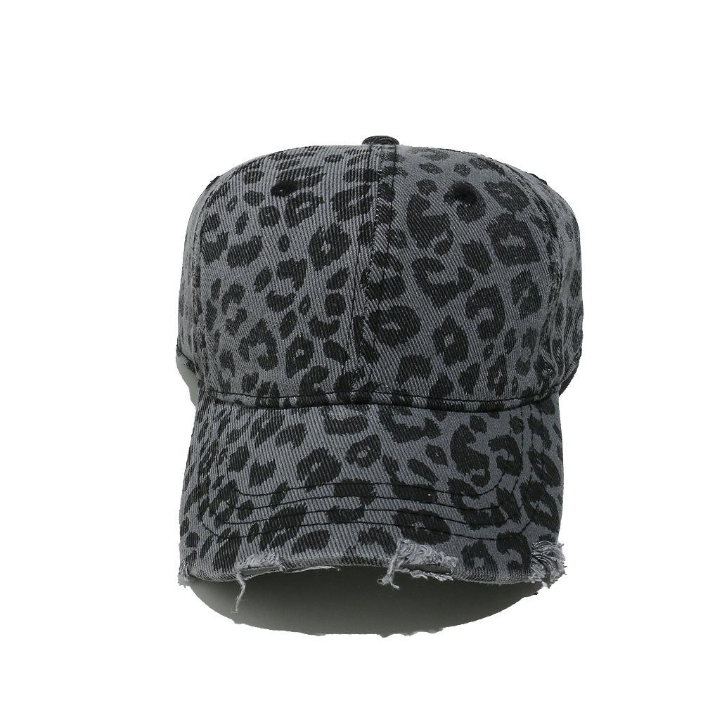 Damkeps med leopardmönster - Europeisk & Amerikansk Street Fashion Hip-Hop Anknäbb